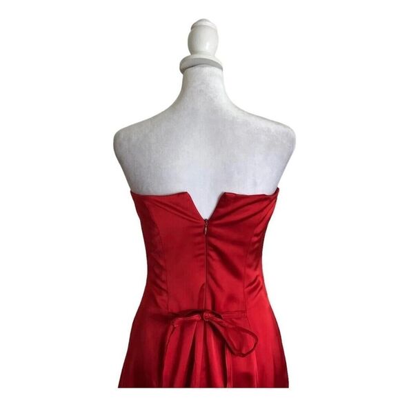 Oscar De La Renta Y2K Designer Maxi Dress Strapless Red Gown Prom Formal US 2 - Picture 6 of 16
